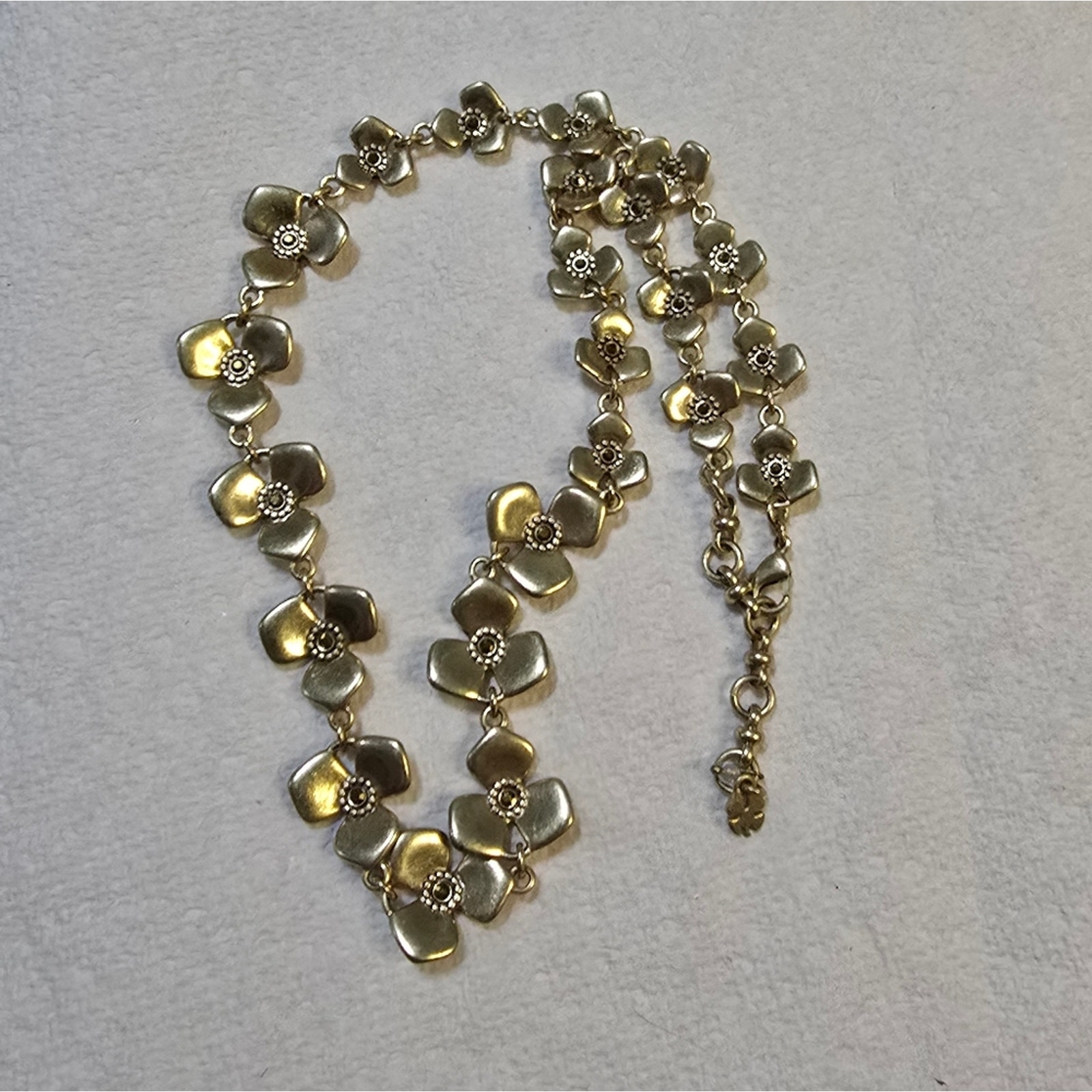 Lucky Brand Brushed Gold Floral Link Necklace
